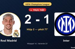 TRỰC TIẾPTrực tiếp Real Madrid vs Inter: Inter rút ngắn cách biệt 2-1