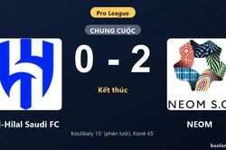 Thống kê trận đấu Al-Hilal Saudi FC 0-2 NEOM: Amadou Koné tỏa sáng, NEOM giành trọn 3 điểm