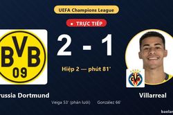 TRỰC TIẾPTrực tiếp Borussia Dortmund vs Villarreal: Borussia Dortmund dẫn 2-1