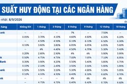 Lãi suất huy động các ngân hàng hôm nay (8/9/2026)