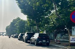 Biển cấm hoá 'vô hình', ô tô xếp hàng vi phạm tại Nội Bài