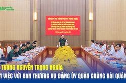 Đại tướng Nguyễn Trọng Nghĩa làm việc với Ban Thường vụ Đảng ủy Quân chủng Hải quân
