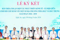 TP. Hồ Chí Minh và 8 tỉnh, thành phía Bắc, Bắc Trung Bộ ký kết hợp tác giai đoạn 2026-2030