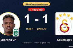 TRỰC TIẾPTrực tiếp Sporting CP vs Galatasaray: Hết hiệp 1, hòa 1-1