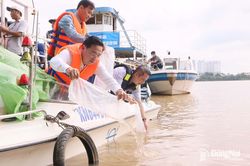 Thả khoảng 250 ngàn cá thể giống thủy sản xuống sông Đồng Nai
