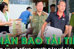 Người dân nhận bao tải tiền bồi thường dự án, công an hộ tống về tận nhà