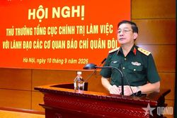 Thượng tướng Trương Thiên Tô làm việc với lãnh đạo các cơ quan báo chí Quân đội