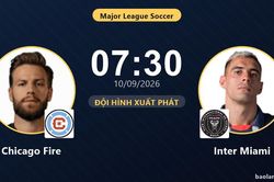 TRỰC TIẾPTrực tiếp Chicago Fire vs Inter Miami: Đội hình xuất phát