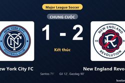 Thống kê trận đấu New York City FC 1-2 New England Revolution: Dániel Gazdag tỏa sáng, New England Revolution giành trọn 3 điểm