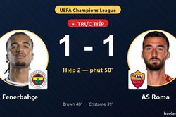 TRỰC TIẾPTrực tiếp Fenerbahçe vs AS Roma: Fenerbahçe gỡ hòa 1-1