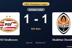 Thống kê trận đấu PSV Eindhoven 1-1 Shakhtar Donetsk: Hai đội chia điểm