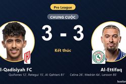 Màn rượt đuổi 6 bàn nghẹt thở, Al-Qadisiyah FC và Al-Ettifaq chia điểm kịch tính