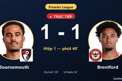 TRỰC TIẾPTrực tiếp Bournemouth vs Brentford: Hết hiệp 1, hòa 1-1