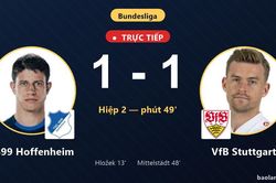 TRỰC TIẾPTrực tiếp 1899 Hoffenheim vs VfB Stuttgart: VfB Stuttgart gỡ hòa 1-1