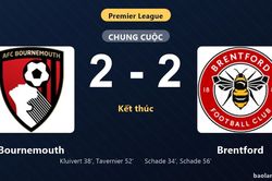 Thống kê trận đấu Bournemouth 2-2 Brentford: Màn rượt đuổi tỷ số mãn nhãn