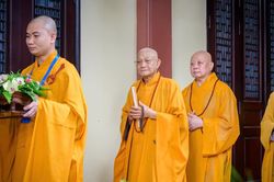 Đại giới đàn Thanh Kiểm: Hòa thượng Thích Lệ Trang và Ban Kiến đàn thăm giới tử tại chùa Huệ Nghiêm