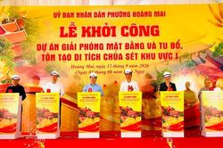 Phường Hoàng Mai khởi công tu bổ, tôn tạo di tích chùa Sét khu vực