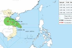Áp thấp nhiệt đới trên Biển Đông di chuyển theo hướng tiến vào miền Trung nước ta