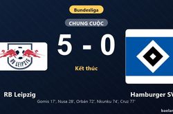 Thống kê trận đấu RB Leipzig 5-0 Hamburger SV: RB Leipzig thắng đậm thuyết phục