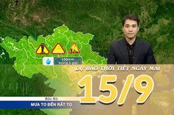 [Video] Dự báo thời tiết đêm nay và ngày mai 15/9/2026: Mưa lớn diện rộng ở Bắc Bộ, Trung Bộ