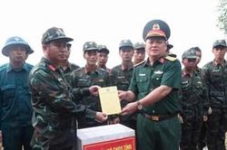 Chỉ huy trưởng Bộ Chỉ huy Quân sự tỉnh động viên cán bộ, chiến sĩ giúp dân cứu lúa chạy lũ