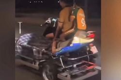 Tài xế kéo giường chở người bệnh đi 'bão', bị phạt 3 lỗi
