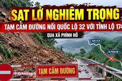 Sạt lở nghiêm trọng, tạm cấm đường nối Quốc lộ 32 với Tỉnh lộ 174 qua xã Phình Hồ