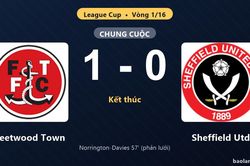 Thống kê trận đấu Fleetwood Town 1-0 Sheffield Utd: Fleetwood Town giành vé vào vòng 1/8