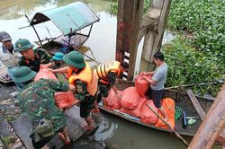 Cán bộ, chiến sĩ Lữ đoàn Phòng không 241 (Quân đoàn 12) khẩn trương khắc phục hậu quả mưa lũ