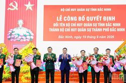 Công bố quyết định đổi tên Bộ Chỉ huy Quân sự thành phố Bắc Ninh