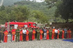 Nhà máy Thủy điện Đa Nhim tổ chức thực tập phương án chữa cháy, cứu nạn, cứu hộ