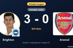 Đè bẹp Arsenal 3-0, Brighton leo lên thứ sáu và khiến đối thủ lung lay ngôi đầu