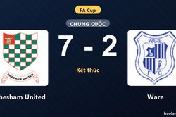 Chesham United thắng áp đảo Ware 7-2 ở vòng loại FA Cup