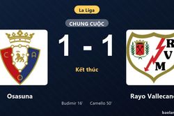 Thống kê trận đấu Osasuna 1-1 Rayo Vallecano: Hai đội chia điểm