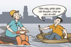 Góc biếm họa: Loay hoay trong 'bão' ngập
