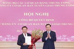 Ông Trần Thanh Lâm giữ chức Bí thư Đảng ủy Cơ quan Ban Tuyên giáo Trung ương
