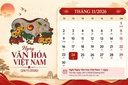 Đề xuất nghỉ 1 ngày dịp Ngày Văn hóa Việt Nam 2026, không hoán đổi làm việc