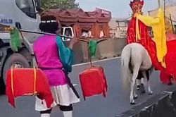 Công an xác minh nhóm người hóa trang 'thầy trò Đường Tăng' cưỡi ngựa đi vào làn ô tô