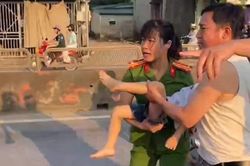 Nữ cảnh sát cứu bé 4 tuổi bị tai nạn nguy kịch giữa đường