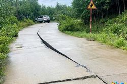Tuyến ĐH12.ĐL tại xã Thượng Đức sụt lún mất an toàn