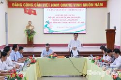 Đồng chí Nguyễn Thành Diệu làm việc với các xã về tình hình phát triển kinh tế - xã hội