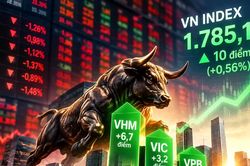 Bảng điện đỏ lửa, VN Index vẫn tăng 10 điểm