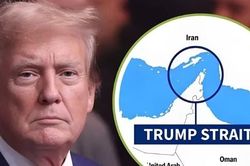 Ông Trump đăng ảnh 'eo biển Trump' khi Iran kêu gọi ngừng bắn 7 ngày ở Hormuz