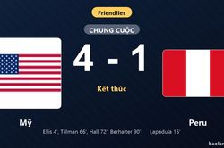 Thống kê trận đấu Mỹ 4-1 Peru: Mỹ thắng đậm thuyết phục