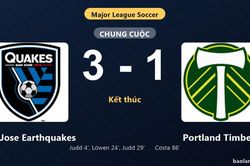 Thống kê trận đấu San Jose Earthquakes 3-1 Portland Timbers: Preston Judd tỏa sáng, San Jose Earthquakes giành trọn 3 điểm