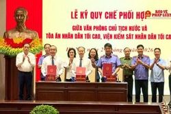 Ký Quy chế phối hợp giữa Văn phòng Chủ tịch nước, TAND tối cao và VKSND tối cao