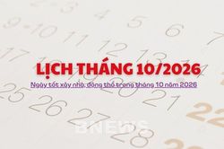Lịch tháng 10/2026: Ngày tốt xây nhà, động thổ trong tháng 10 năm 2026