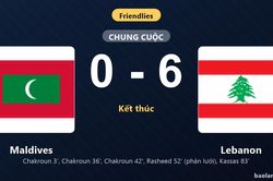 Thống kê trận đấu Maldives 0-6 Lebanon: Lebanon thắng đậm thuyết phục
