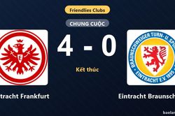 Eintracht Frankfurt thắng áp đảo, Eintracht Braunschweig nhận thất bại nặng nề