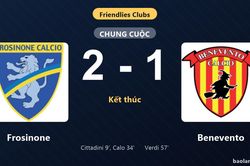 Thống kê trận đấu Frosinone 2-1 Benevento: G. Calo tỏa sáng, Frosinone giành trọn 3 điểm